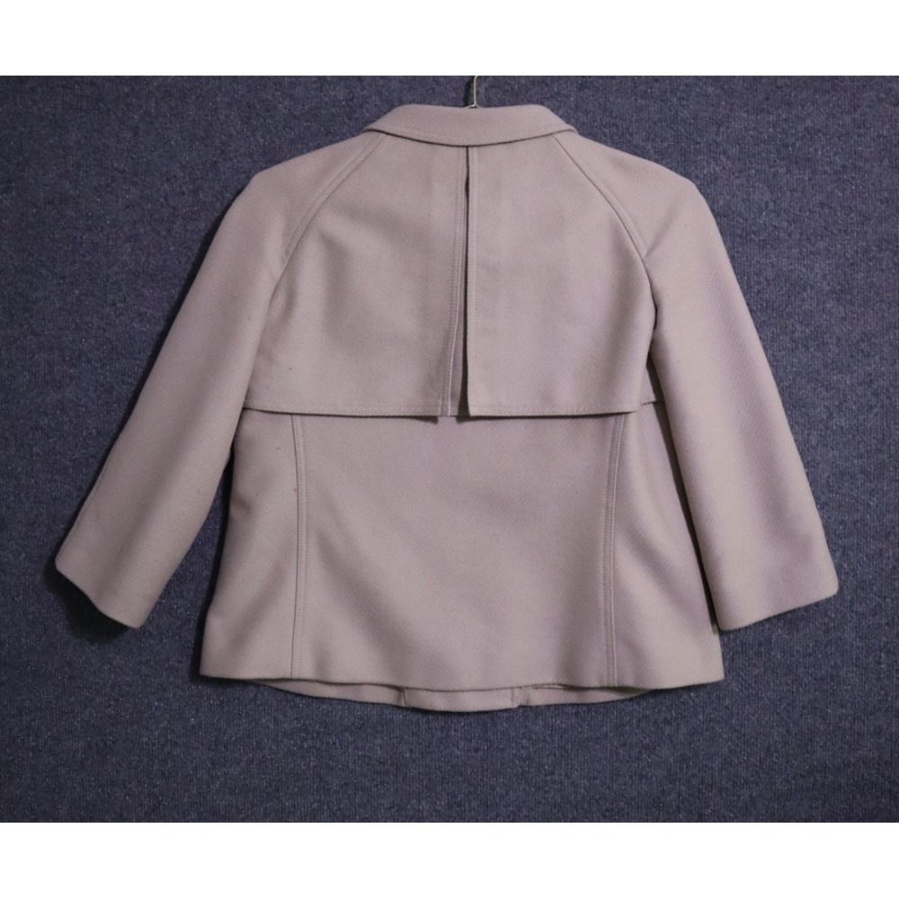 Burberry Peacoat Women 6 Beige Crop Waist Length Wool Cashmere 3/4 Sleeve *FLAWS - Picture 7 of 12